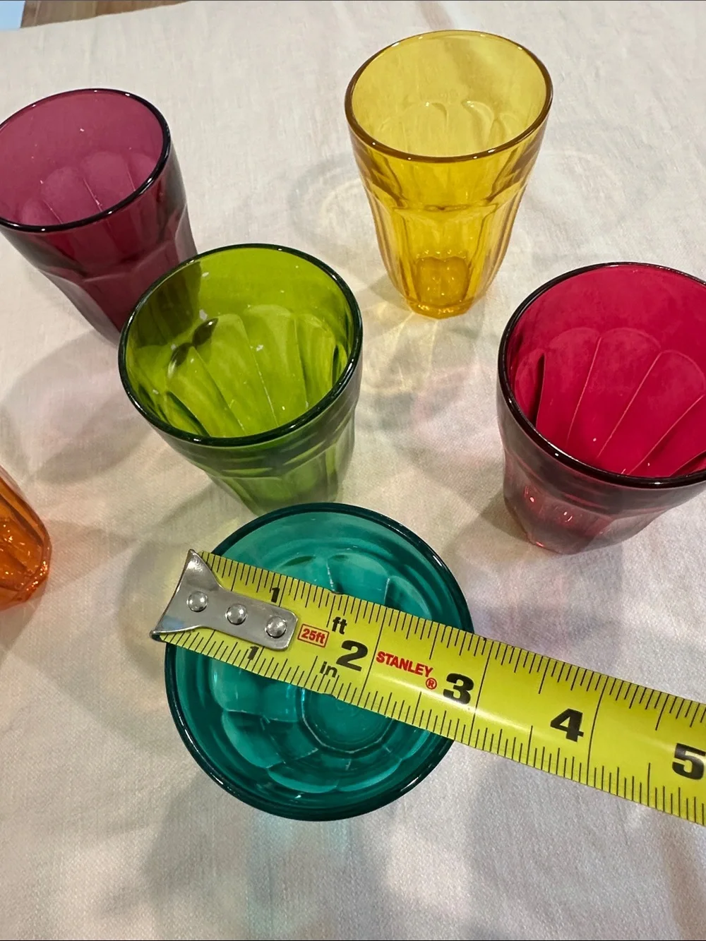 Set of 6 Vintage Multi Jewel Tone Color Pasabahce Palaks Glasses Cups Glass